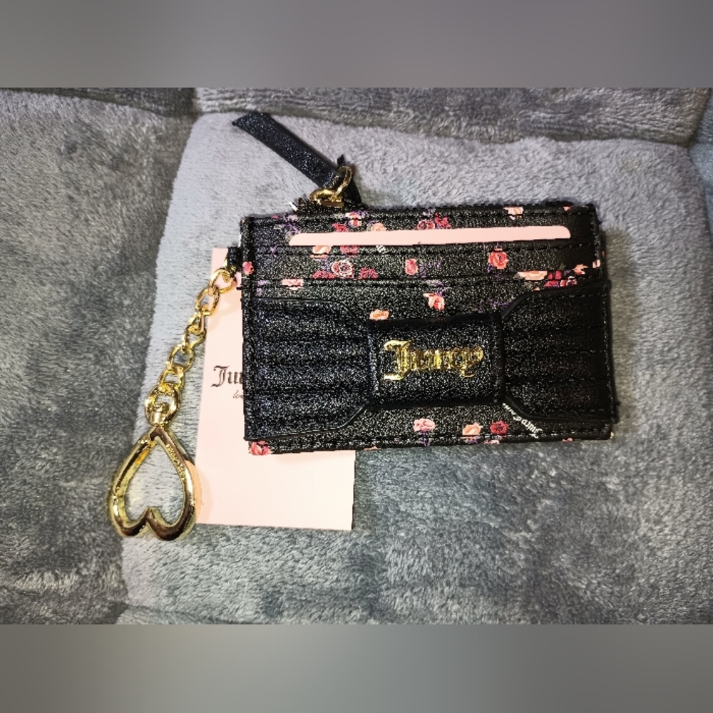 Black Floral Juicy Couture Card Case/ID Holder